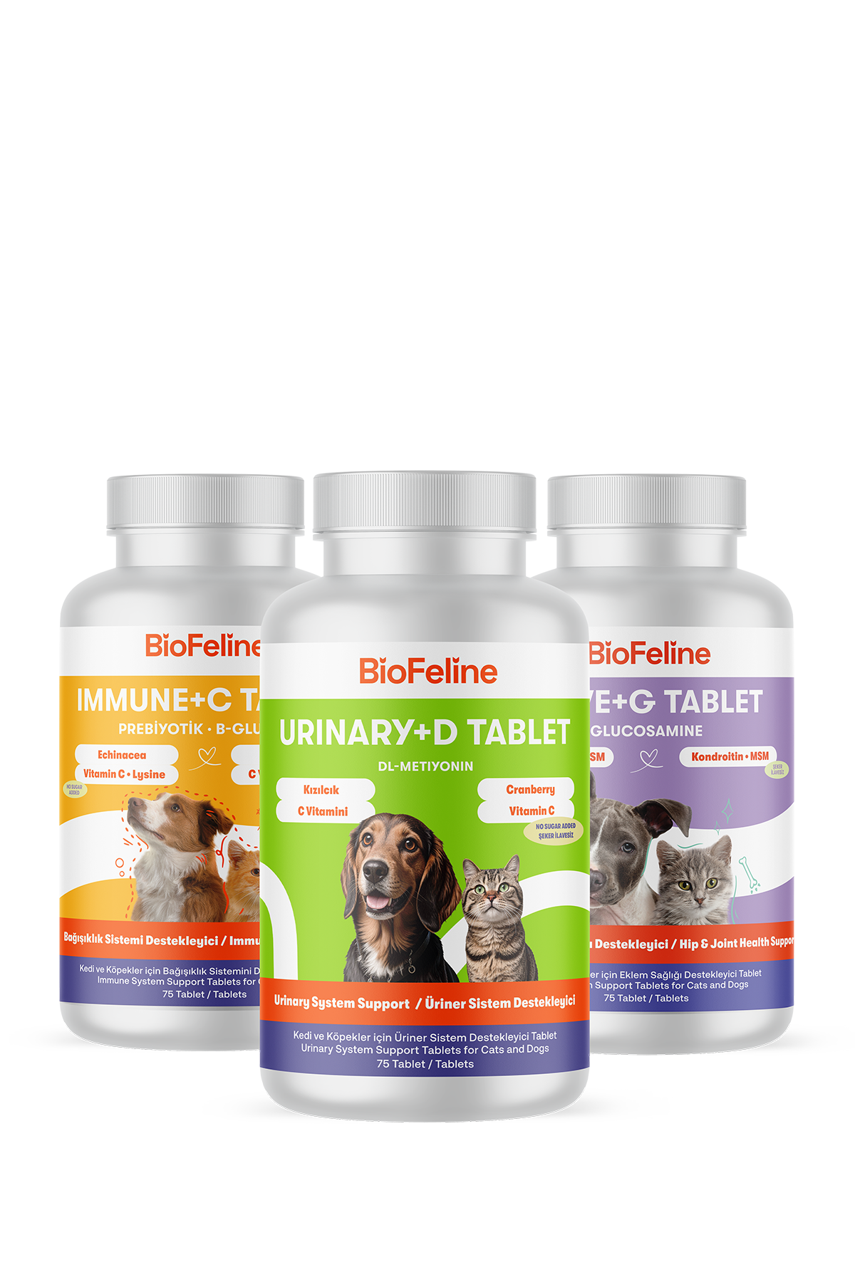 Kedi & Köpek Eklem, İdrar Yolu ve Bağışıklık Destek Tablet Seti | BioFeline