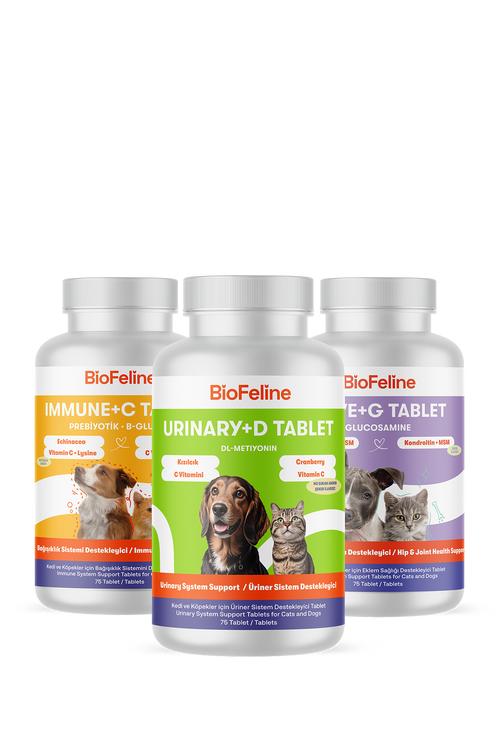 Kedi & Köpek Eklem, İdrar Yolu ve Bağışıklık Destek Tablet Seti | BioFeline