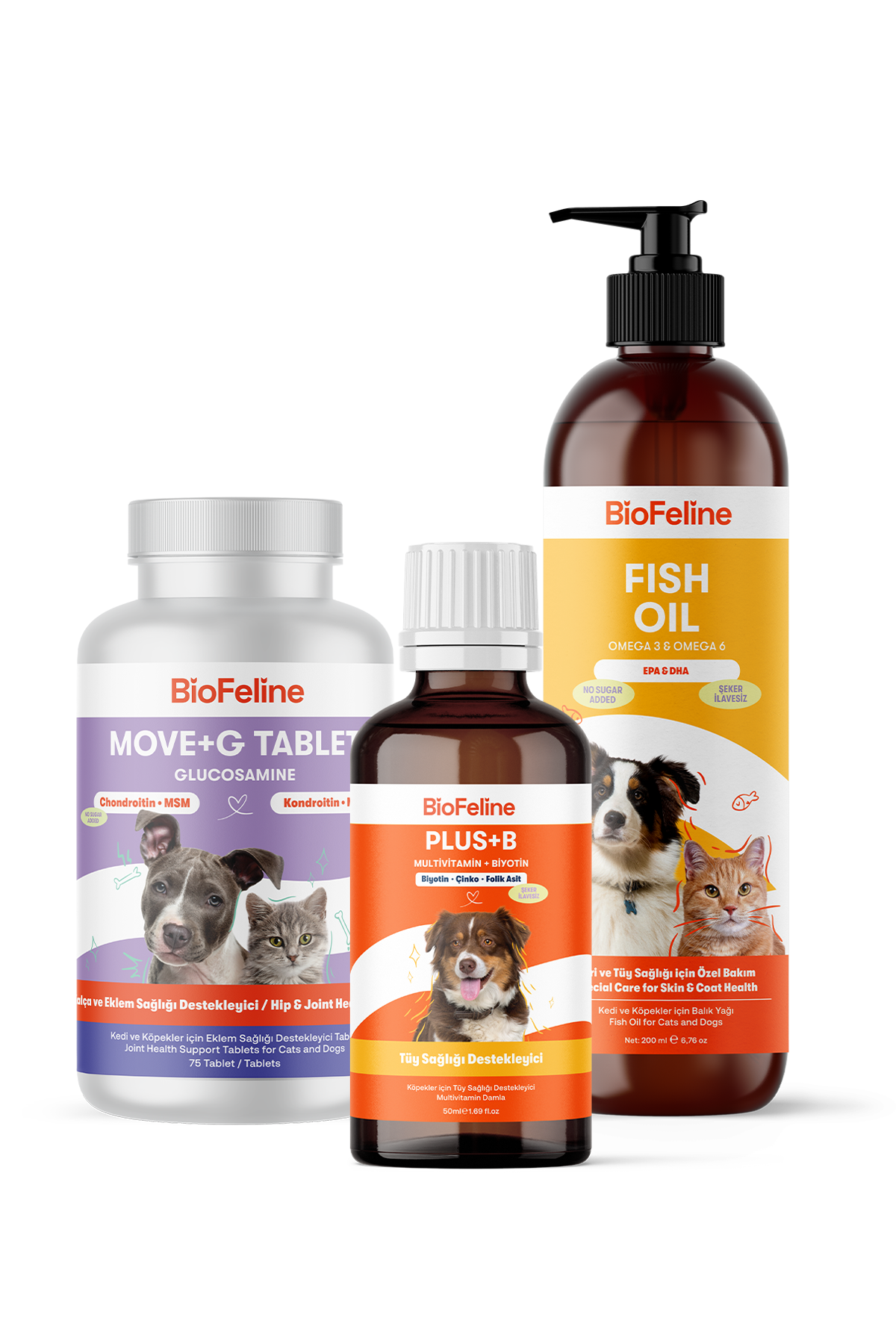 Köpekler İçin Eklem & Tüy Sağlığı Tablet Seti – Omega + Glukozamin | BioFeline