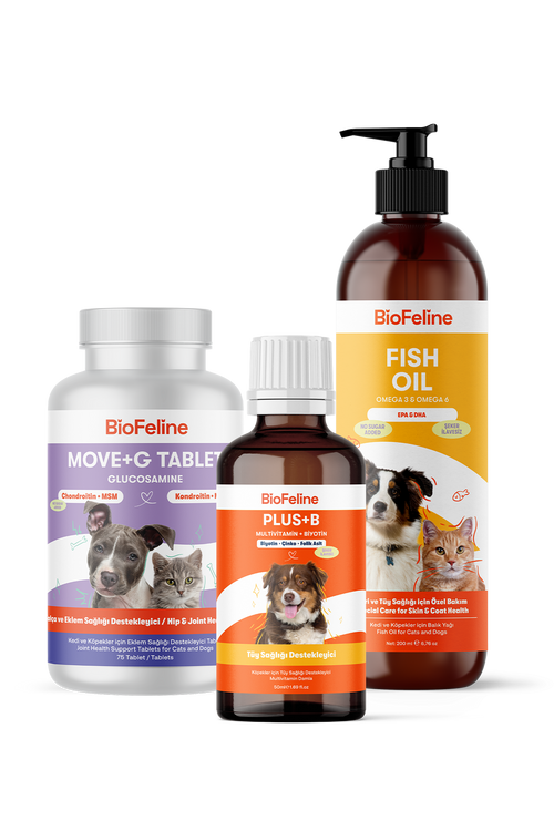 Köpekler İçin Eklem & Tüy Sağlığı Tablet Seti – Omega + Glukozamin | BioFeline