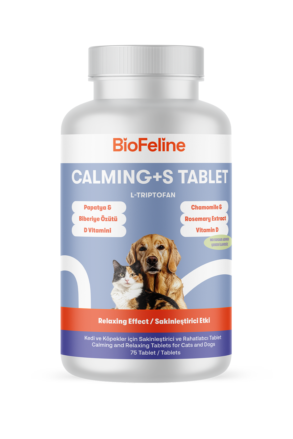 Kedi & Köpek İçin Sakinleştirici Tablet – Stres ve Gerginlik Dönemleri, 75 Adet | BioFeline