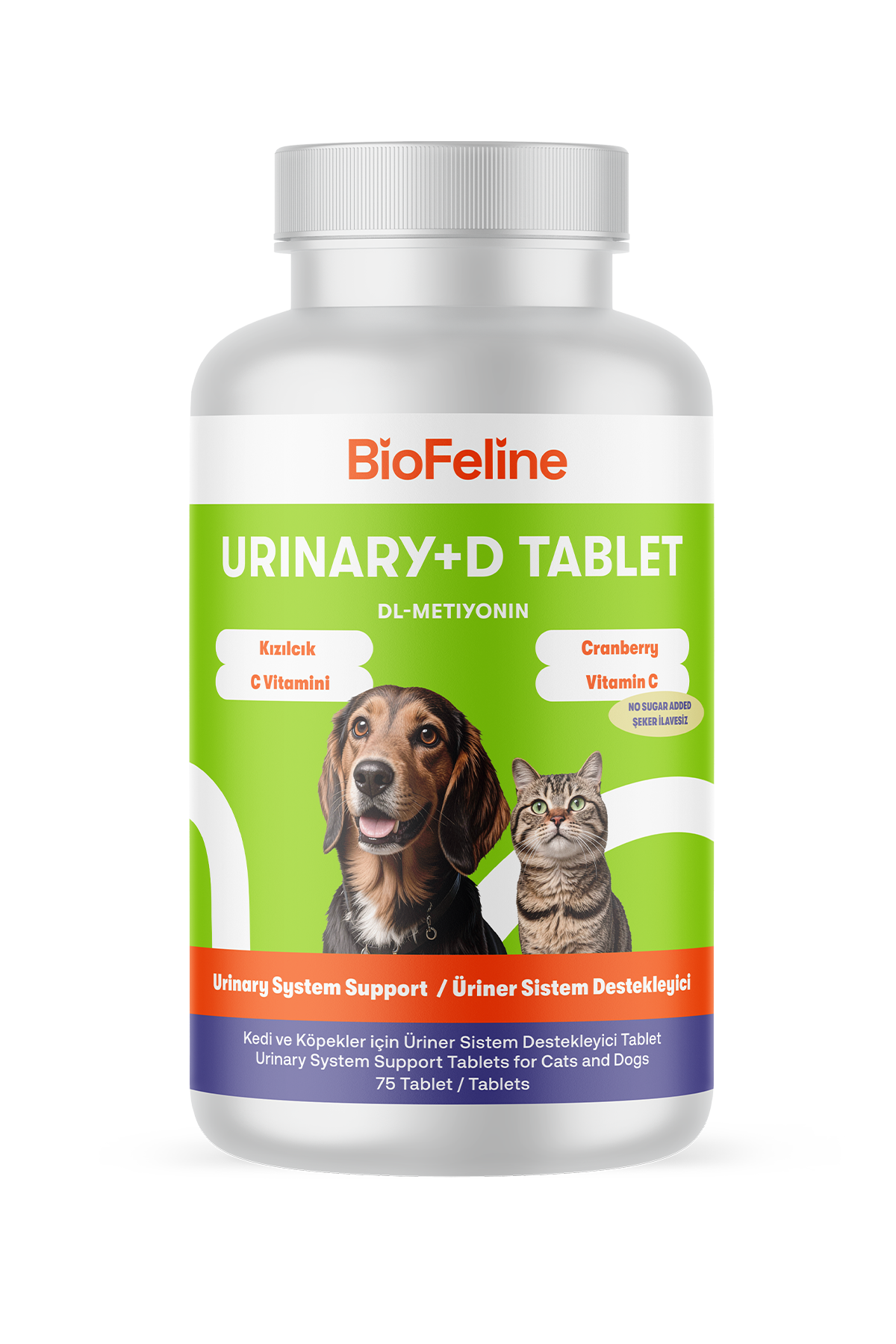 Kedi & Köpek İçin Üriner Destek Tableti – İdrar Yolu Konforu, 75 Adet | BioFeline