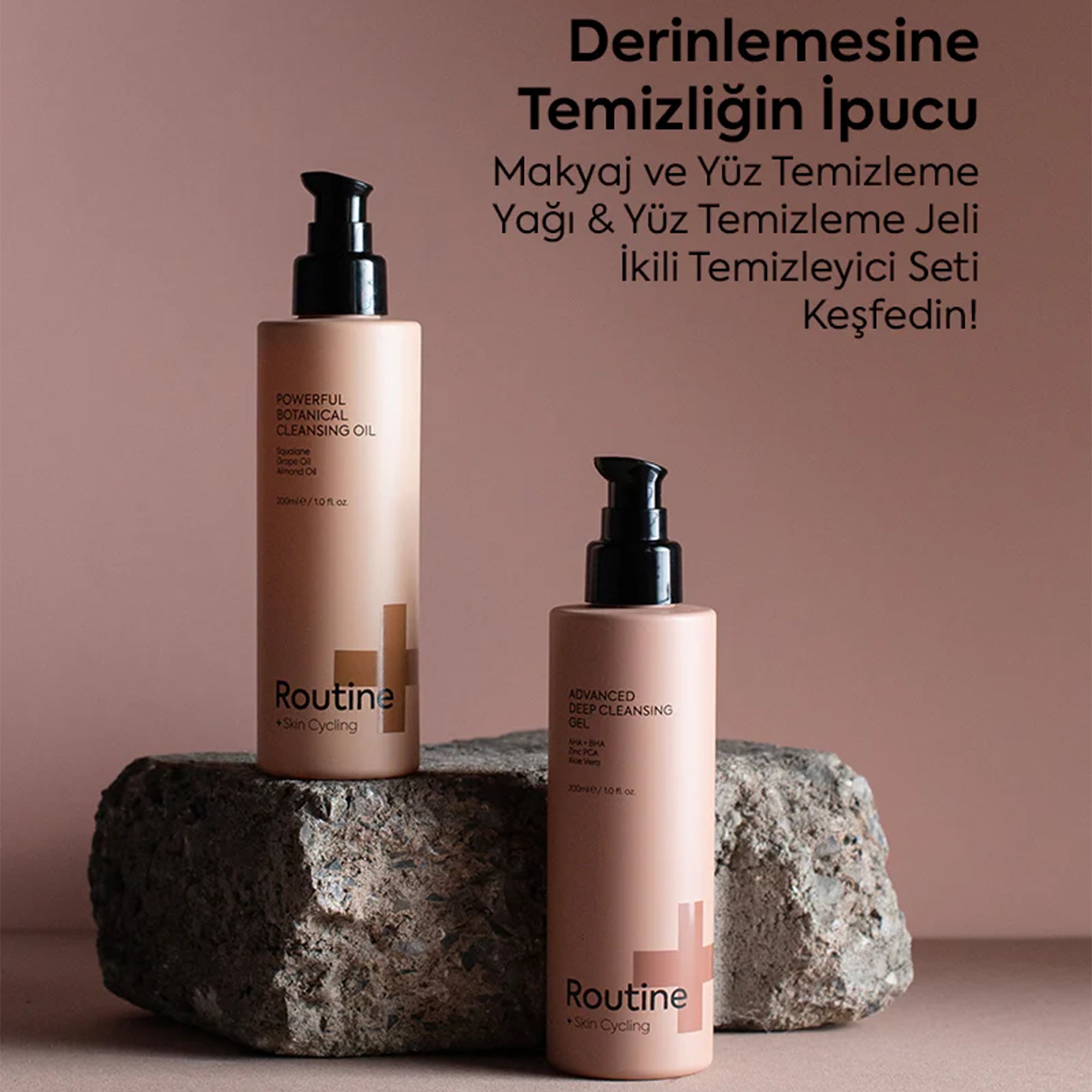 Makyaj ve Yüz Temizleme Yağı & Yüz Temizleme Jeli İkili Temizleyici Set - Double Cleansing Routine