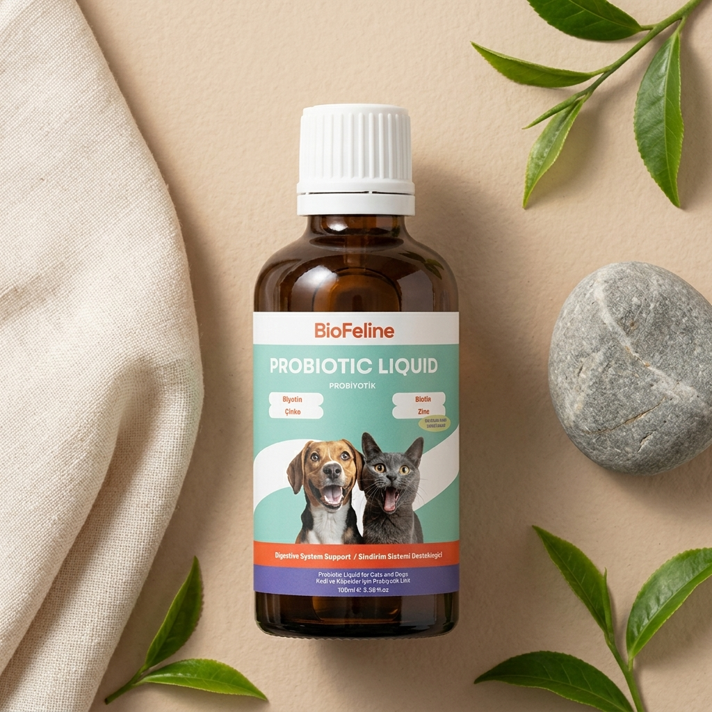 Kedi & Köpek İçin Sıvı Probiyotik 100 ml – Sindirim ve Bağışıklık Desteği | BioFeline