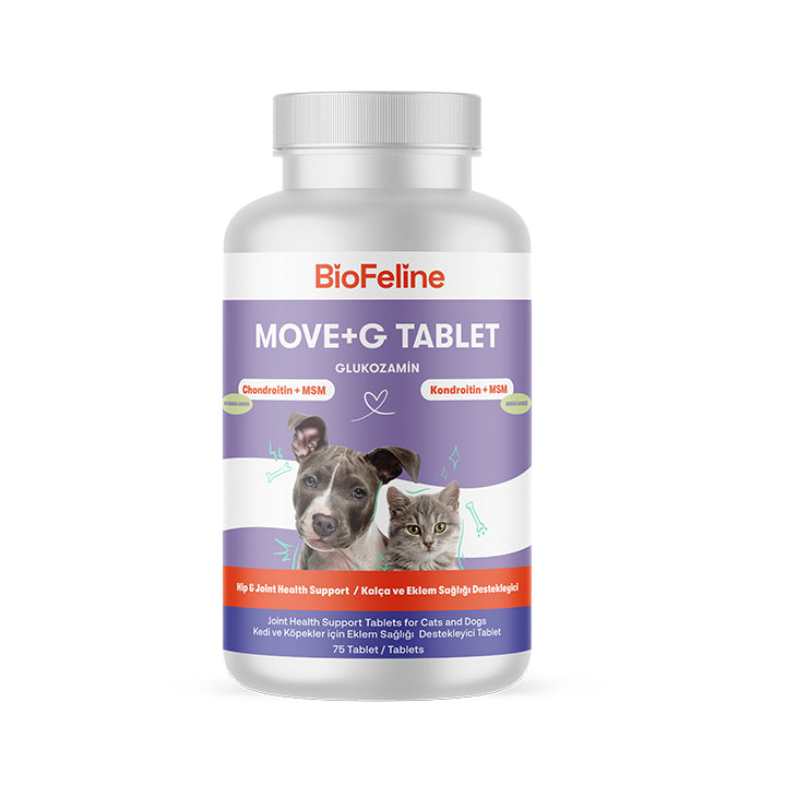 Kedi & Köpekler İçin Glukozamin Tablet | Eklem, Kas ve Kıkırdak Desteği | MSM + C Vitamini + Hyaluronik Asit | 75 Tablet